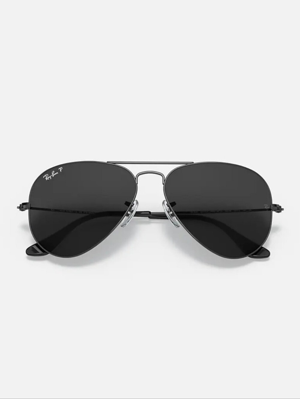 Ray-Ban Aviator Total Black Polarized Polished Black Sunglasses With Case